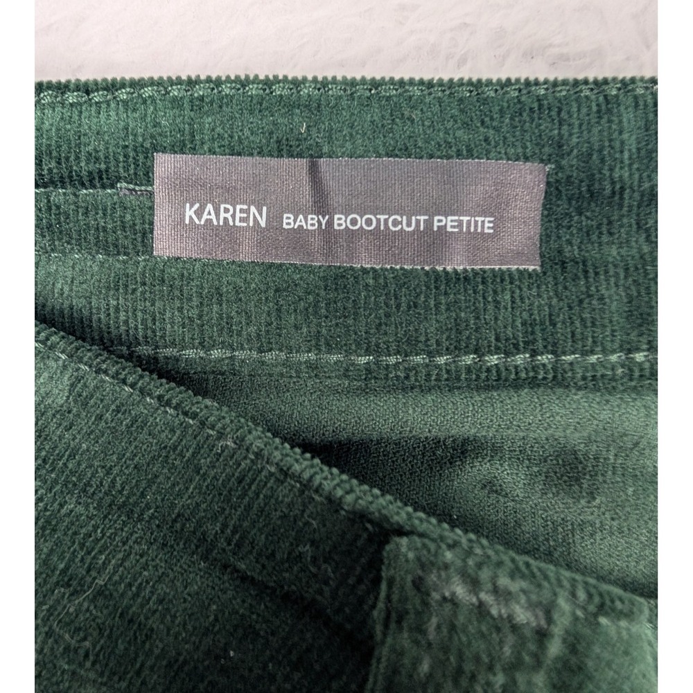 Kut From The Kloth Karen Baby Bootcut Petite Womens Pants Size 2 Green Corduroy - Picture 4 of 16